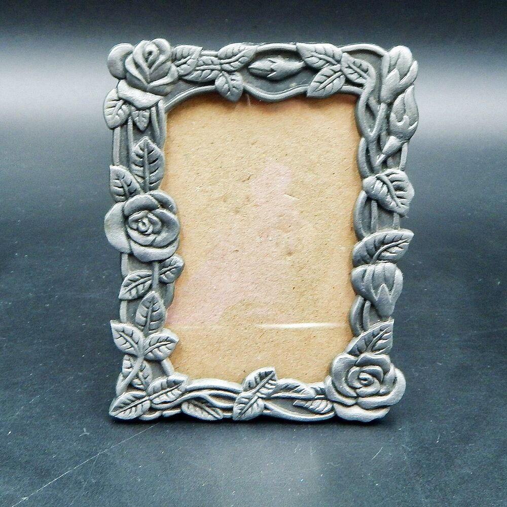 The Weston Gallery Pewter Roses & Vines 3 x 2 Inch Mini Photo Frame Desktop